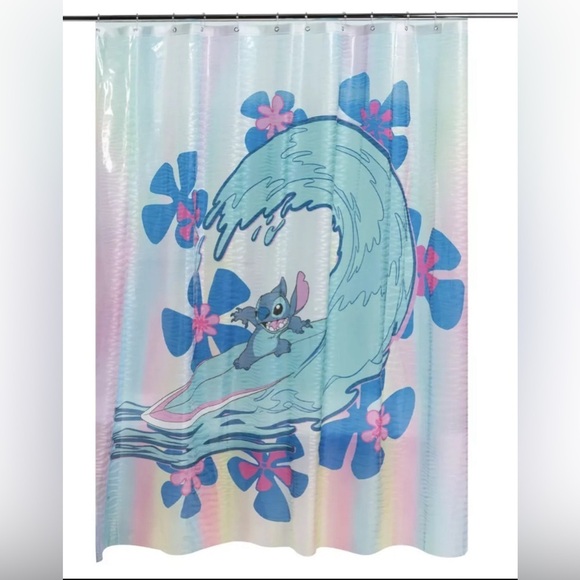 Disney Accessories - Disney Parks Hawaiian Stitch Surfing Shower Curtain